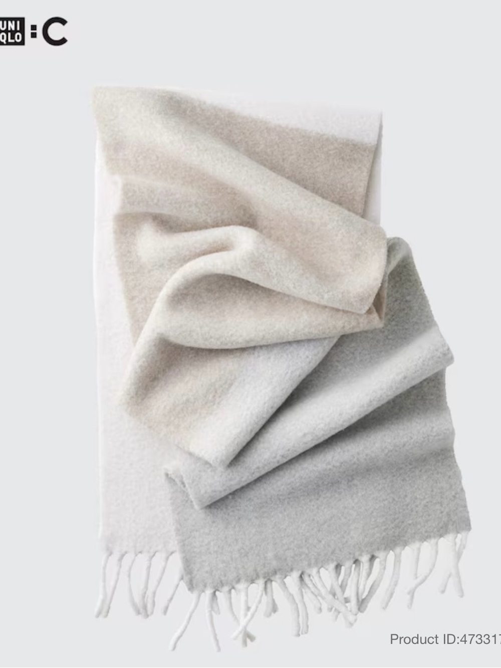Uniqlo : C Souffle Yarn Chunky Fringe Scarf in Light Gray